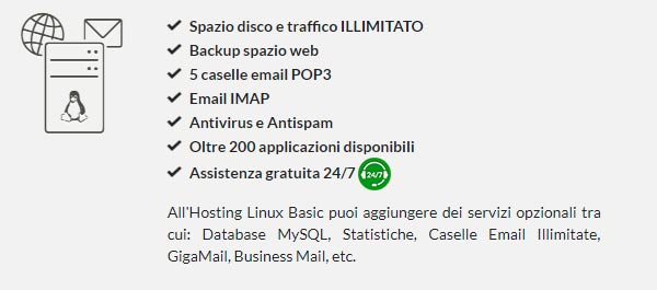 caratteristiche hosting base di aruba