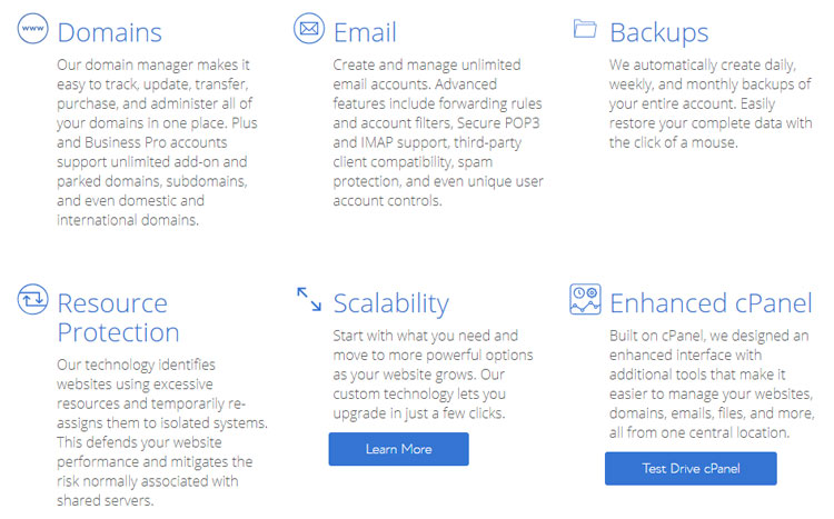 caratteristiche hosting bluehost